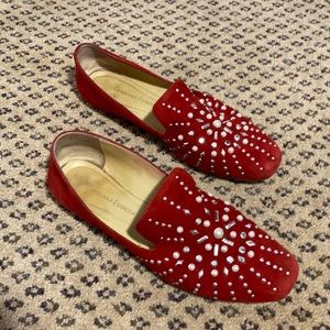 Carolina Espinosa red suede flat shoes